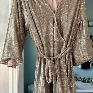 Saltwater Luxe Champagne Sequin Wrap Dress